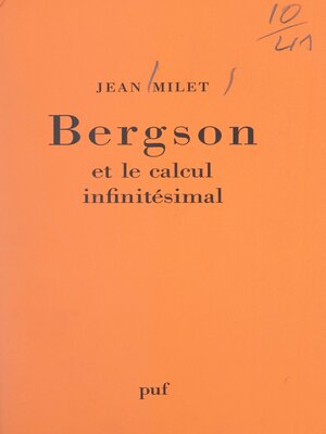 cover image of Bergson et le calcul infinitésimal